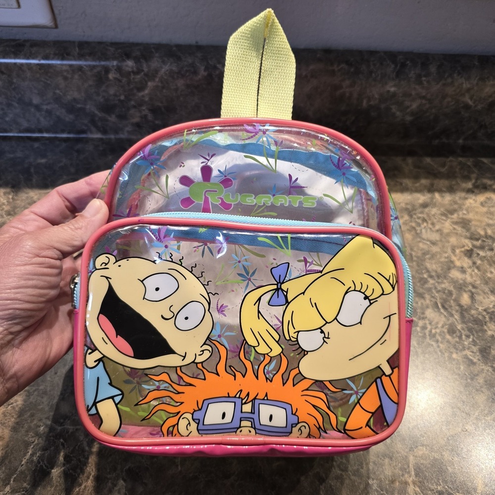 Vintage Rugrats small backpack 1998 clear multicolored 8" East Ends Accessories